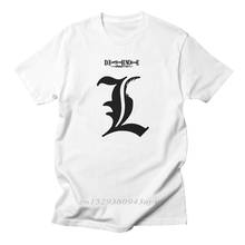 Death Note L белая футболка для мужчин хлопок Аниме Повседневная мода высокое качество круглый вырез футболки с коротким рукавом 2024 - купить недорого