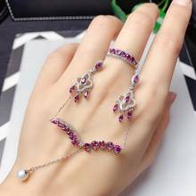 KJJEAXCMY fine jewelry 925 sterling silver inlaid natural pyrope garnet Women's classic trendy pearl Ring Pendant Earring Set su 2024 - buy cheap