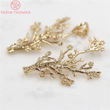 (803)4PCS 40*25MM 24K Champagne Gold Color Brass Plum Flower Tree Charms Pendants High Quality Diy Jewelry Accessories 2024 - buy cheap