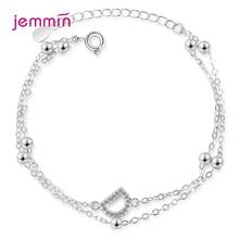 Real 925 Sterling Silver Letter D Bracelets Double Layer Chain Cubic Zircon Bracelet for Women Girls Party Jewelry Charm Gift 2024 - buy cheap