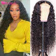 Aopusi Deep Wave Frontal Wig Brazilian Human Hair Wigs For Women Deep Curly Lace Front Wig Natural Black Pre Plucked Wig Remy 2024 - buy cheap