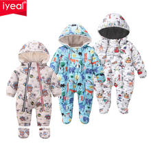 IYEAL-Mono de invierno para niños recién nacidos, ropa gruesa y cálida con estampado de dibujos animados, peleles con capucha para bebés 2024 - compra barato