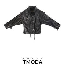 TMODA295 2021 Autumn Winter Women Faux Leather Jackets and Coats Lady Pu Motorcycle Black Zipper Coat Streetwear Biker Outerwear 2024 - buy cheap