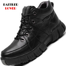 Men Winter Snow Boots Fashion Warm Shoes 100% for Male Genuine Leather Footwear High Top Work Waterproof Boots Plus Size 2024 - купить недорого