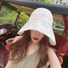 Japanese Sweet Large Eaves Lace Empty Hats For Woman UV Folding Screen Face Prevented Bask Summer Sun Hat Gorros 2024 - buy cheap