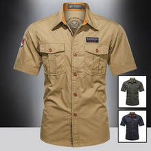 Plus Size 4XL Men's Summer Short Sleeve Shirts Cargo military Shirts Breathable Cool Pocket Clothing camisa Social Masculina 2024 - buy cheap