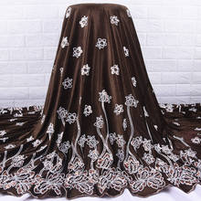 Zhenguiru nova chegada lantejoulas veludo pano bordado tecido de renda africano flor nigéria tecido para festa e casamento feminino a2015 2024 - compre barato
