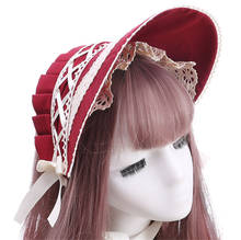 Anime  Cosplay Japanese Vintage Princess Sweet Lolita Blue Bow Lace Bonnet Headwear Top Hat Sun Hat Women Victorian Bnt C692 2024 - buy cheap
