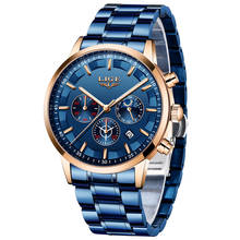 2020 Fashion Blue Watch Men LIGE New All Steel Mens Watches Top Brand Luxury Male Waterproof Quartz Clock Sports Chronograph+Box 2024 - buy cheap