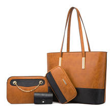 Модные женские сумки через плечо для женщин, набор из 4 предметов, вместительные женские Сумки из искусственной кожи, сумки-тоуты, сумка-мессенджер на плечо 2024 - купить недорого