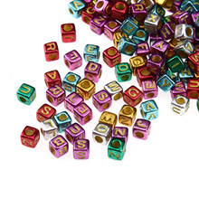 100pcs 6mm Mix Colorful Alphabet Letter Beads Cube Square Acrylic Beads For Jewelry Making Diy Bracelet Necklace 2024 - buy cheap