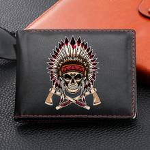 Indian Old Man Retro Portrait Design Leather Wallets Bifold Short Coin Purses Credit Card Holder Male Purse carteira masculina 2024 - buy cheap