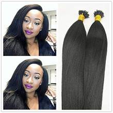 Бразильские волосы Remy I Tip Yaki, прямые волосы из афроамериканского сплава, предварительно скрепленные волосы для наращивания, 100 г, 100 прядей 2024 - купить недорого