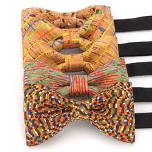 YISHLINE Luxury Cork Wood Men's Bow Tie Wooden Bow Ties Handmade Plaids Bowtie For Men Wedding Party Accessories Neckwear 2024 - buy cheap