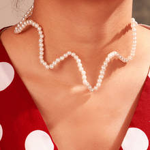 Gargantilla ondulada con perlas de imitación para mujer, collar moderno y elegante, Gargantilla geométrica, joyería GN65 2024 - compra barato