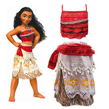 Vestido de princesa moana para meninas, fantasia infantil de festa com peruca, roupa vaiana para cosplay, verão, 2018 2024 - compre barato