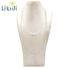 Liiji colar natural original pequeno cubo larimar fosco prata esterlina 925 brilhante para mulheres ou homens joias envio direto 2024 - compre barato