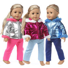Roupas de boneca crianças conjunto jaqueta e calças de inverno roupas de boneca para crianças de 18 tamanhos americano e casaco de menina presente de ano novo 2024 - compre barato