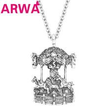 ARWA-collar de caballo carrusel Chapado en plata antigua, colgante, joyería Menta, dijes para adolescentes y niñas, regalos, recuerdo 2024 - compra barato