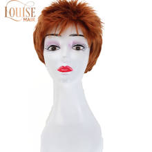 Louise Hair-Peluca de cabello sintético para mujeres negras, postizo de pelo corto en capas, color rojo y cobre, con flequillo 2024 - compra barato