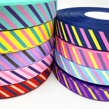 5 yards 25mm Printed Color Stripes Grosgrain Ribbon for Gift Wrapping Wedding Decoration Hair Bows DIY 2024 - buy cheap