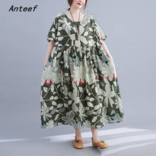 Vestidos florales vintage de algodón de manga corta para mujer, vestido largo suelto informal para mujer, ropa elegante de verano 2021 2024 - compra barato