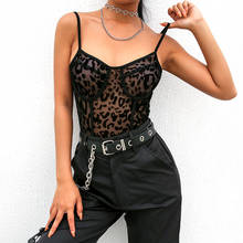 Sexy Bodysuits For Women Spaghetti Strap Bodysuit 2020 New Women's Mesh See Through Leopard Print Sexy Sling Jumpsuit Women 2024 - buy cheap