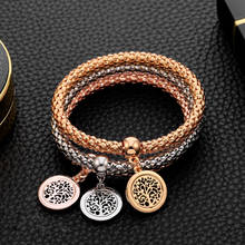 New Fashion Charm Bracelet for Women Gold Color 3pcs Tree of Life Crystal Popcorn Chain Bracelets Women's Jewelry Pulsera mujer 2024 - купить недорого