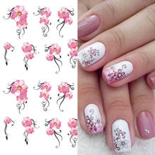 1pcs Pink Flowers Water Transfer Nail Art Sticker Decoration Floral Cherry Nail Decal Wraps Tips Manicure Slider LASTZ218-233 2024 - buy cheap