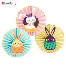Nicro 3 pcs/set Easter Day Cute Rabbit Egg New Design Paper Fans Kit Party Decoration   #FS21 2024 - buy cheap