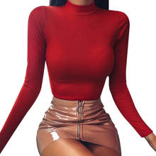 2019 Autumn Women Fashion New Sexy Slim Round Neck Long Sleeve Knitted Bodysuit Women Skinny Casual Ladies Party Short jumpsuits 2024 - buy cheap