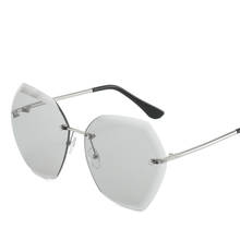 Gafas de sol de moda las mujeres cuadrado sin montura de corte de diamante marca de lentes diseñador de moda gafas de sol vintage mujer UV400 2024 - compra barato