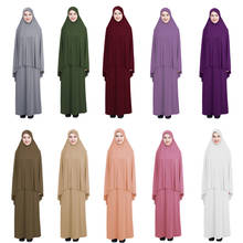 2PCS Women Muslim Overhead Hijab Skirt Prayer Abaya Sets Islamic Jilbab Kaftan Ramadan Ladies Worship Middle East Clothing New 2024 - buy cheap