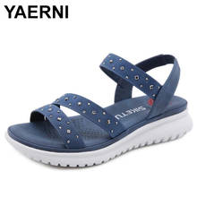 YAERNI Women Sandals Open Toe Shoes Summer 2021 Cool Slippers Elastic Band Big Size Simple Lithe Casual Fashion Platform Shoes 2024 - buy cheap