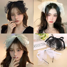 Korea Handmade Black Lace Bow Headbands Bow-knot Hairbands Stylish For Women Sweet Hair Ornaments Solid Head Band Gift Wholesale 2024 - buy cheap