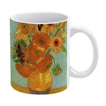 Vaso com doze girassóis, vincent van gogh caneca branca canecas de café presente da menina chá xícara de leite canecas vaso doze girassóis vincent 2024 - compre barato