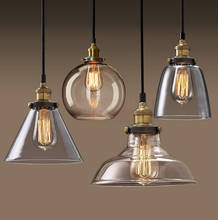 Lámparas colgantes de paraguas de cobre, luz de cristal individual, Vintage, hierro americano, para Loft 2024 - compra barato