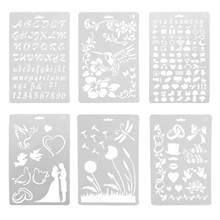 6 PCS Plastic Hollow Out Artistic Drafting Drawing Templates Stencil for Artist DIY Photo Album Scrapbook Schedule Book Diary 2024 - buy cheap