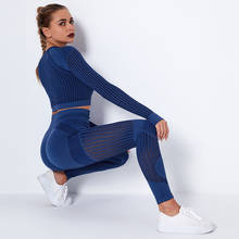 Conjunto de Yoga sin costuras para mujer, traje deportivo Sexy, ropa deportiva de entrenamiento para gimnasio, chándal de manga larga para correr, 2020 2024 - compra barato