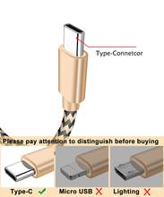 USB Type C Cable Braided Fast Charging Cord wire Charger for Samsung Galaxy S8 S9 A3 A5 A7 2017 A320F A520F A720F Asus ZenFone 3 2024 - buy cheap