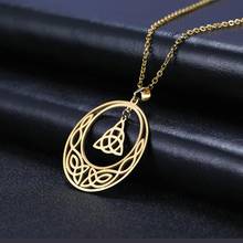 My Shape Gothic Irish Celtics Knot Necklace Stainless Steel Necklaces for Women Girls Choker Gold Color Round Pendent Jewelry 2024 - buy cheap