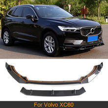 Передний бампер спойлер сплиттеры для Volvo XC60 2018-2020 ABS глянцевый черный карбоновый вид 2024 - купить недорого