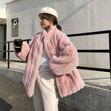 New Winter Women Faux Rabbit Fur Coat Luxury Faux Fur Coat Loose Stand Collar Overcoat Thick Warm Female Plush Coats 2024 - buy cheap