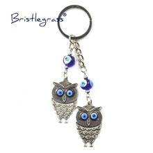 BRISTLEGRASS Turkish Blue Evil Eye Owl Key Chains Ring Holder Car Keychains Amulets Lucky Charm Hanging Pendant Blessing Protect 2024 - buy cheap