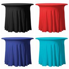 Mantel redondo plisado de licra, cubierta de mesa elástica para banquete de boda, decoración para eventos, 15 colores 2024 - compra barato