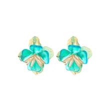 2020 New Fashion Korean Style Blue Yellow Black Red Flowers Earrings For Women Jewelry Summer Beach Accessories Acrylic Earring 2024 - buy cheap