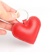 Cute Handmade Genuine Real Leather Apple Heart Car Keychain Animal Key Chain Women Ladies Bag Pendant Accessories 2024 - buy cheap