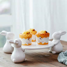 Porcelain cake plate Ceramic white rabbit foot holder creative home decorations ceramic ornaments accessories tea pastry tray 2024 - buy cheap