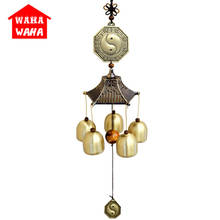 Sino de cobre puro para decoração, sino de metal com 5 campainhas em bronze 2024 - compre barato