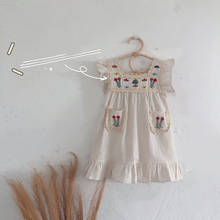 Kids Girls Dresses Embroidery Summer New Baby Dress Princess For 1st Birthday Party Vestidos Toddler Girls Dress Flower Lace 2024 - buy cheap